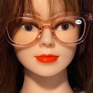1494 Mona Reading Glasses 1.50 Clear Pink Frames NWT